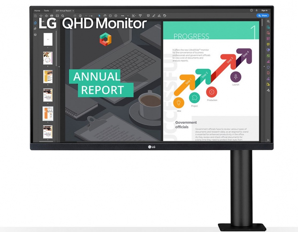 Monitor LG 27QN880-B Ergo LED 27", Quad HD, FreeSync, 75Hz, HDMI, Bocinas Integradas 2 x 5W, Negro