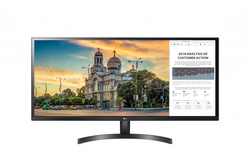 Monitor LG 34WK500-P IPS 34", 2560x1080 Ultra Wide Full HD, FreeSync, 75Hz, HDMI, Negro 