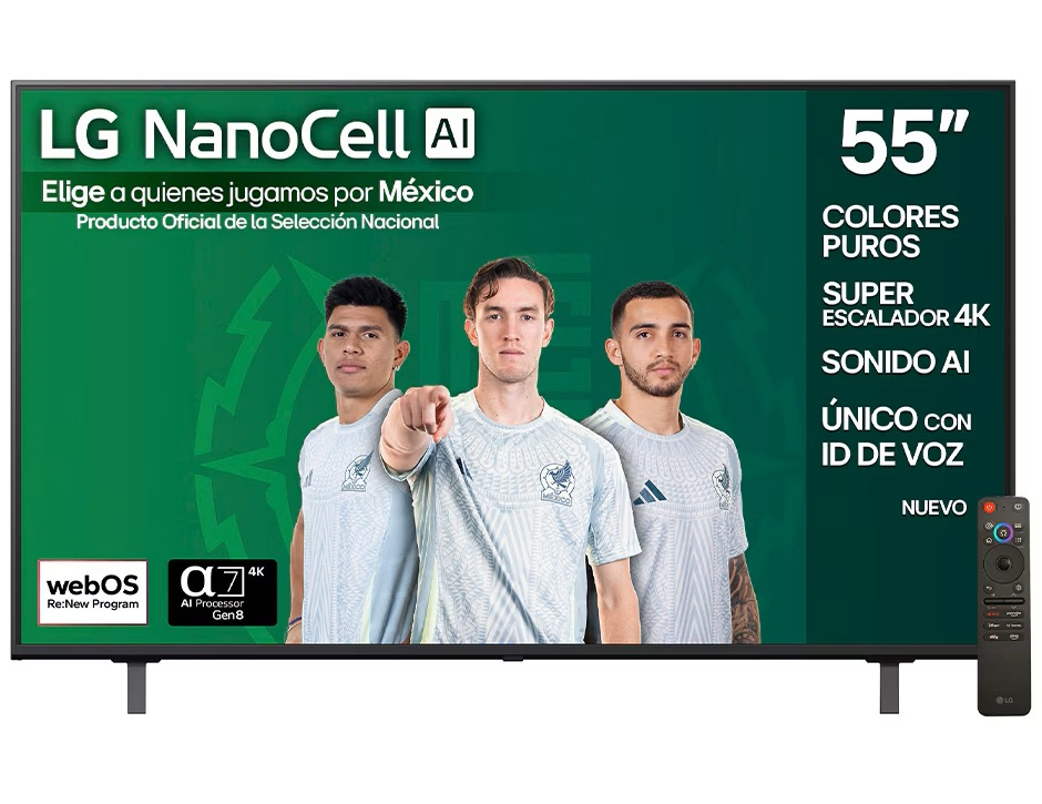 LG Smart TV NanoCell 55NANO80ASA 55", 4K Ultra HD, Negro