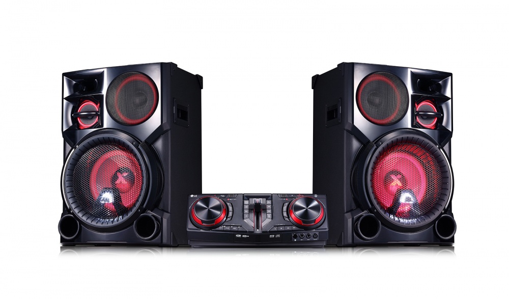 LG CJ98 Minicomponente, Bluetooth, 3500W RMS, USB 2.0, Karaoke, Negro/Rojo