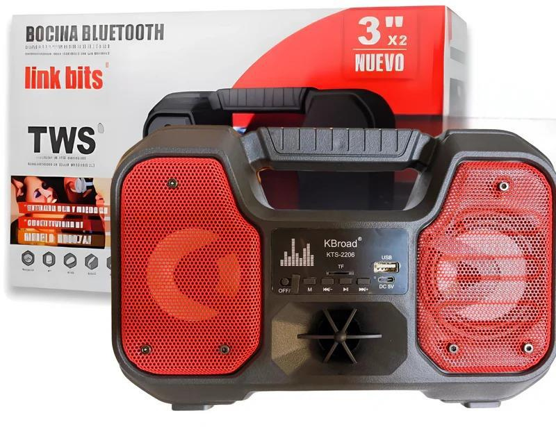 Link Bits Bocina Portátil KTS-2206, Bluetooth, Inalámbrico, MicroUSB, 5W, Negro