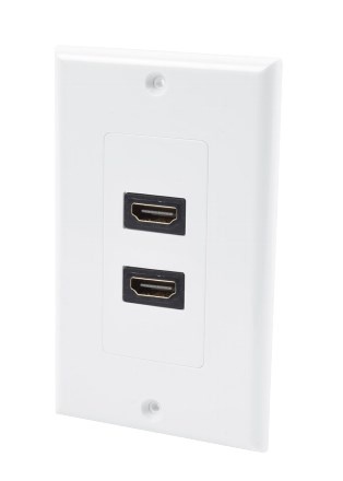 LinkedPRO Placa de Pared HDMI, 2 Puertos, Blanco