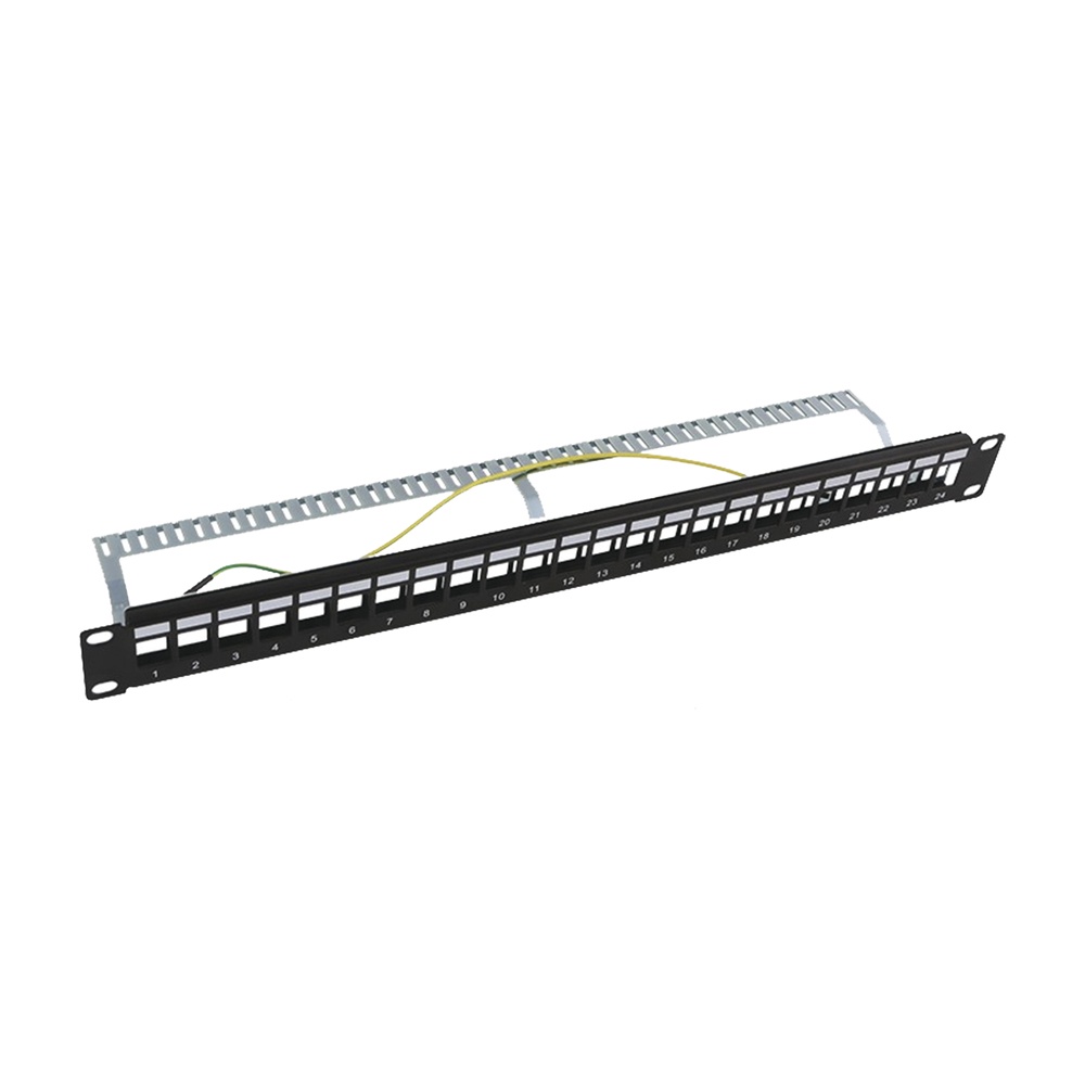 LinkedPro Panel de Parcheo STP, 24 Puertos RJ-45, 1U, Negro