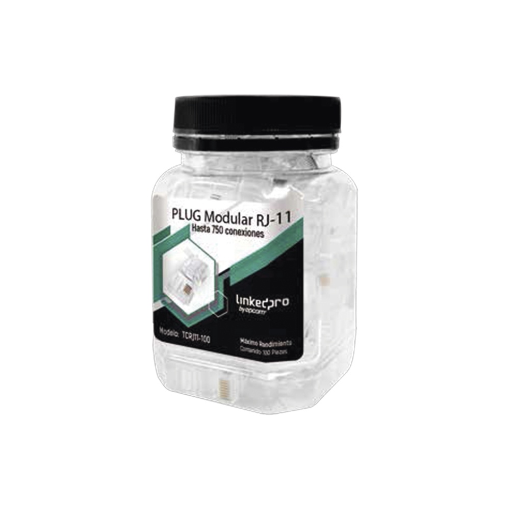 LinkedPRO Conector RJ-11, Transparente, 100 Piezas