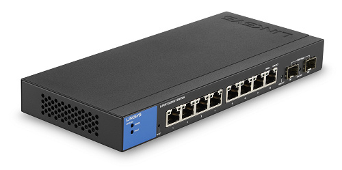 Switch Linksys Gigabit Ethernet LGS310C, 8 Puertos 10/100/1000 + 2 Puertos SFP,  20Gbit/s, 8000 Entradas - Administrable