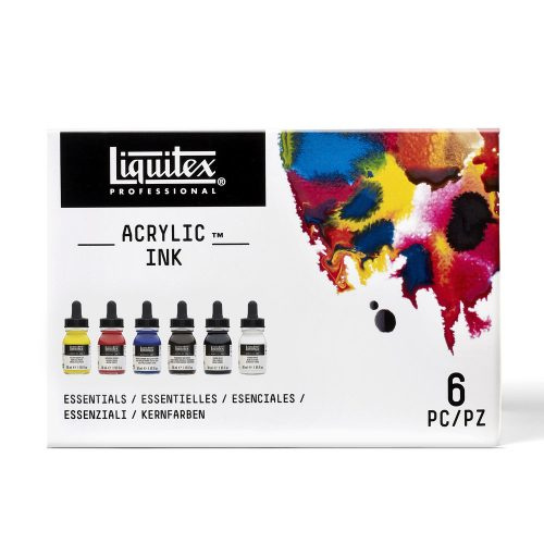 Liquitex Kit Tintas Acrílicas para Dibujo, 30ml, 6 Piezas, Amarillo/Carmesí/Azul/Blanco/Negro/Tierra de Sombra