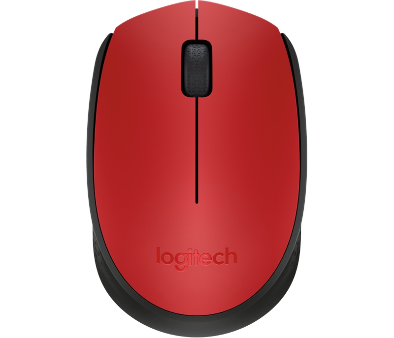 Mouse Ergonómico Logitech Óptico M170, Inalámbrico, USB, 1000DPI, Negro/Rojo