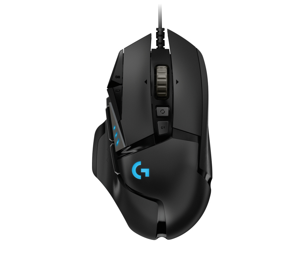Mouse Gamer Ergonómico Logitech G502 Hero RGB, Alámbrico, Óptico, 16.000DPI, USB-A, Negro