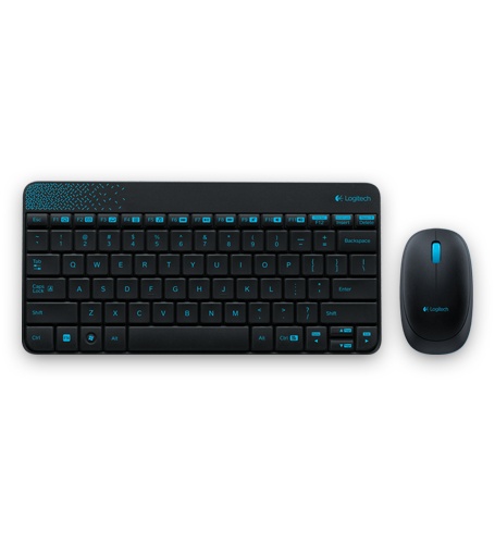 Kit de Teclado y Mouse Logitech MK240, Inalámbrico, USB, Negro/Azul