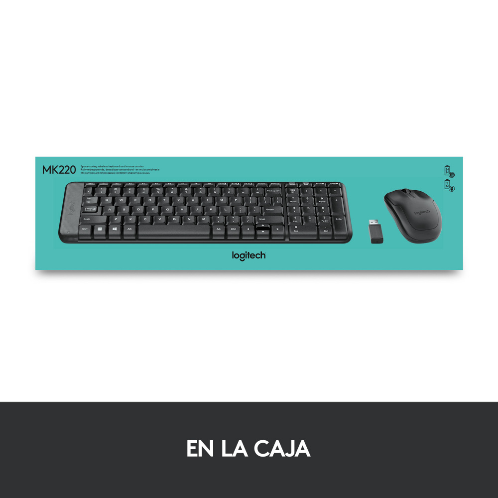 Kit de Teclado y Mouse Logitech MK220, Inalámbrico, USB, Negro (Español)