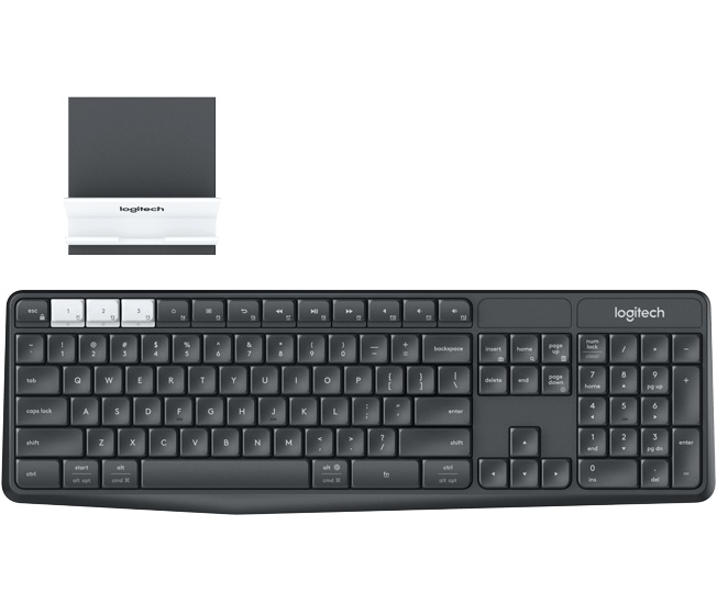 Teclado Logitech K375s, RF Inalámbrico, Bluetooth, Grafito/Blanco (Inglés)