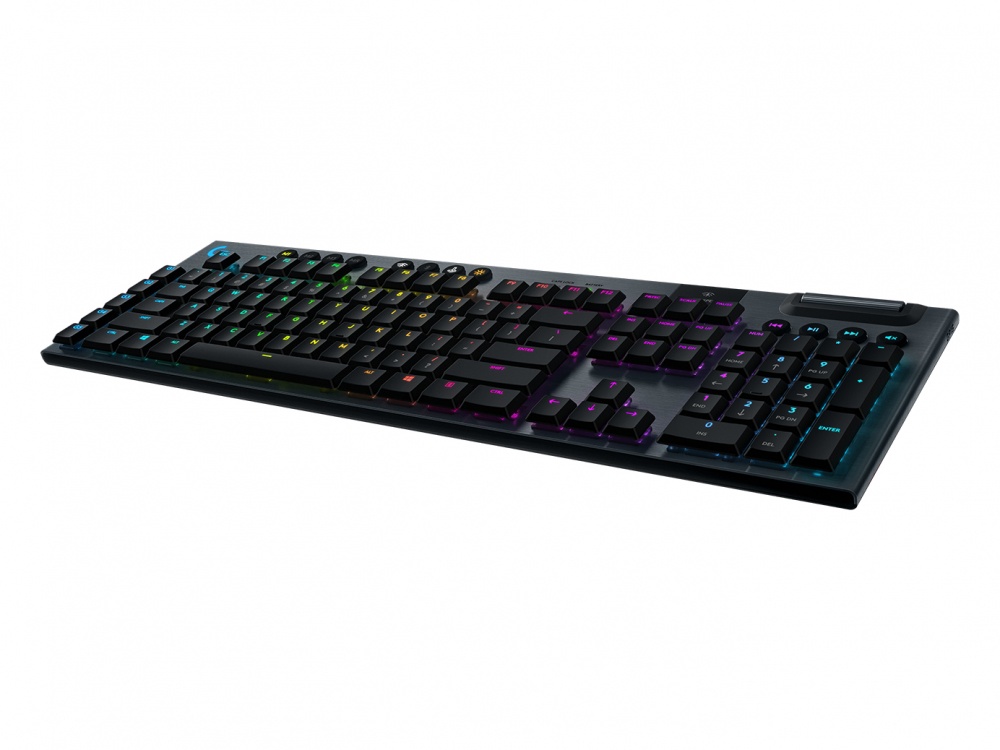 Teclado Gamer Logitech G915 RGB, Teclado Mecánico, Switch GL Táctil, Inalámbrico, Negro (Inglés)