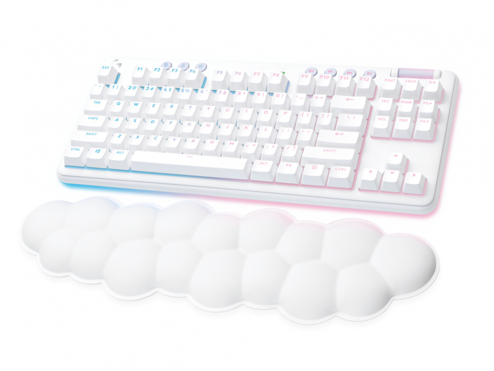 Teclado Gamer Logitech G715 RGB TKL, Switch GX Brown Táctil, Inalámbrico, Blanco (Inglés)