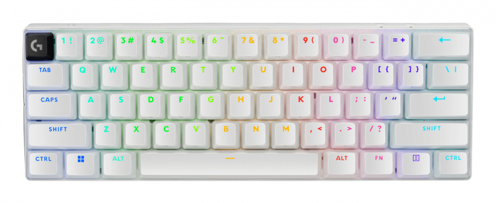 Teclado Gamer Logitech PRO X 60 LED RGB 60%, Teclado Mecánico, Logitech GX Brown, Inalámbrico, USB/RF Inalámbrico/Bluetooth, Blanco, Inglés