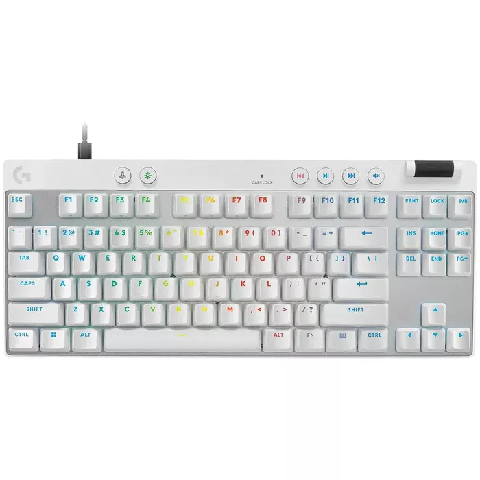 Teclado Gamer Logitech PRO X TKL RAPID LED RGB TKL, Teclado Mecánico, Magnéticos Analógicos, Alámbrico, USB/Bluetooth, Blanco, Inglés