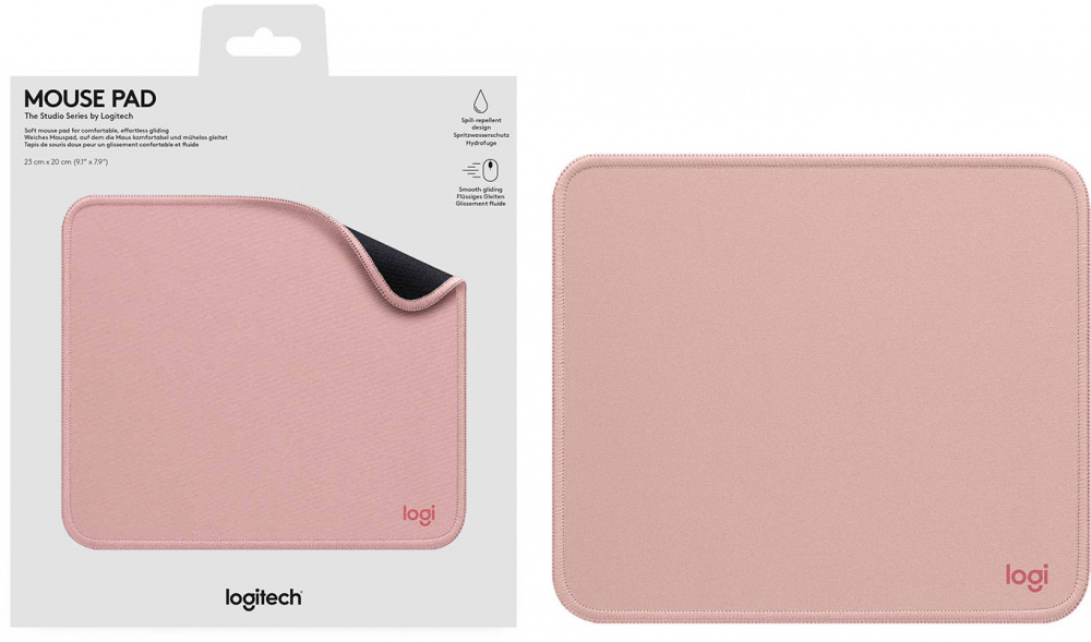 Mousepad Logitech Studio Series, 23 x 20cm, Grosor 2mm, Rosa
