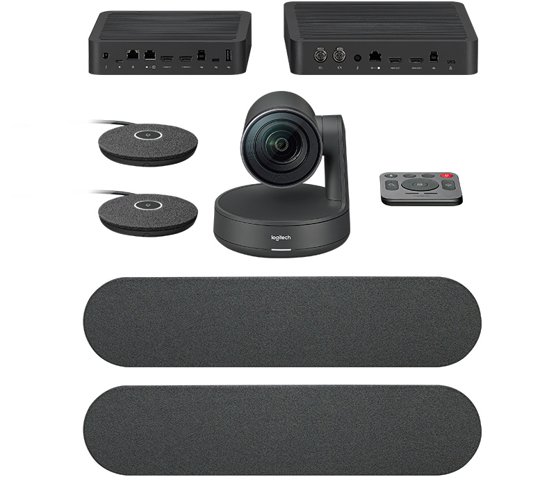 Logitech Sistema de Videoconferencia Rally Plus con Micrófono, 4k Ultra HD, 2x RJ-45, 4x HDMI, 5x USB 2.0, Negro ― Incluye CTL Sistema Google Meet GQE15C y Logitech Tap 10.1"