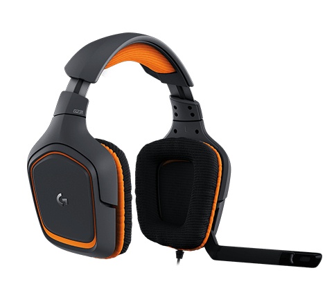 Logitech Audífonos Gamer G231 Prodigy, Alámbrico, 2 Metros + 12cm de Extension, 3.5mm, Negro/Naranja