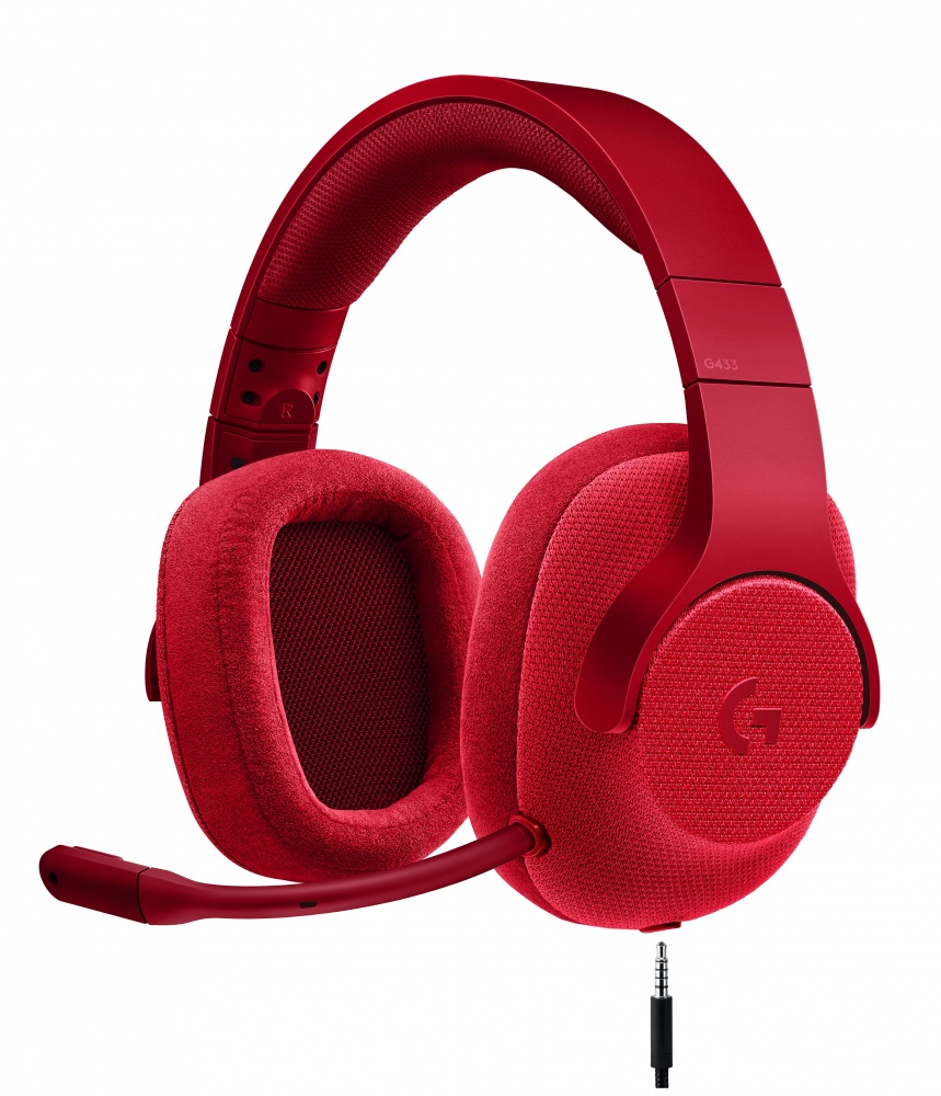 Logitech Audífonos Gamer G433 7.1, Alámbrico, 2 Metros, 3.5mm, Rojo