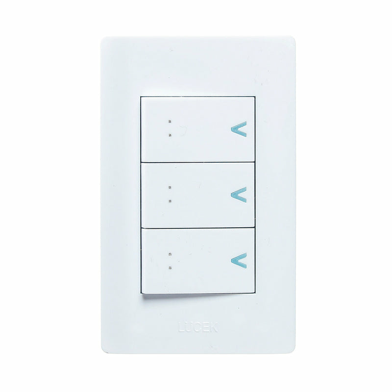 Lucek Placa con Apagador para Escalera BA10-B, 3 Interruptores, 127V, 10A, Blanco