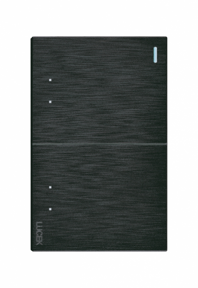 Lucek Placa con Apagador para Escalera BF09-N, 2 Interruptores, 250V, 16A, Negro