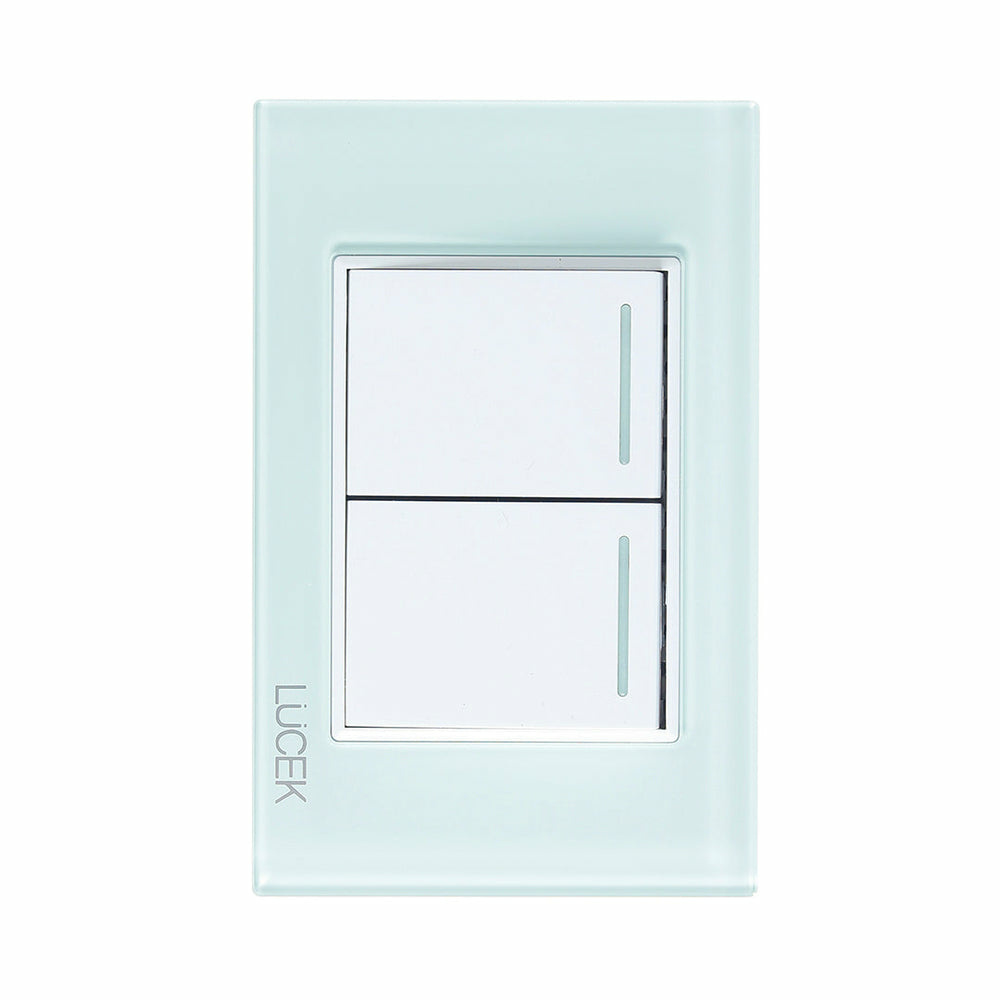 Lucek Placa con Apagador BP02-CCB, 2 Interruptores, 127 - 250V, 16A, Cristal Blanco