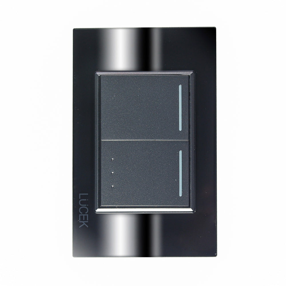Lucek Placa con Apagador BP02/3-CEN, 2 Interruptores, 127 - 250V, 16A, Espejo Negro