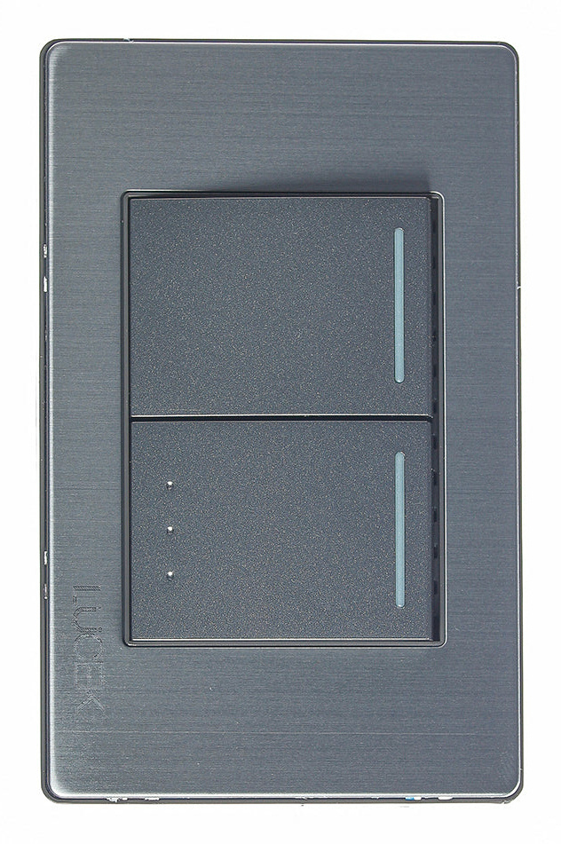 Lucek Placa con Apagador BP02/3-M/A, 2 Interruptores, 127 - 250V, 16A, Gris