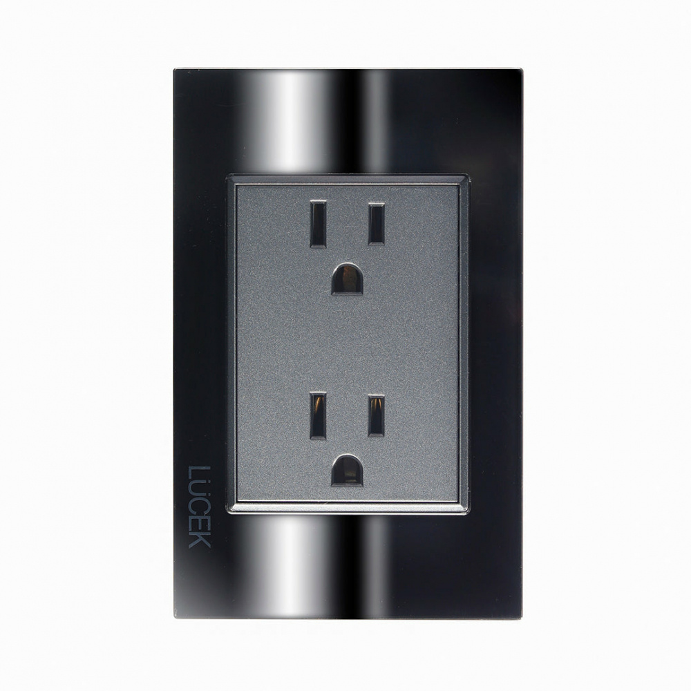 Lucek Tomacorriente BP06-CEN, 2 Enchufes, 110 - 250V, 15A, Espejo Negro