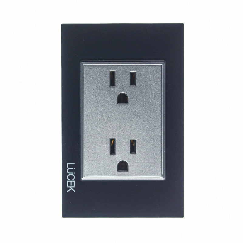 Lucek Tomacorriente BP06-KN, 2 Enchufes, 110 - 250V, 15A, Negro