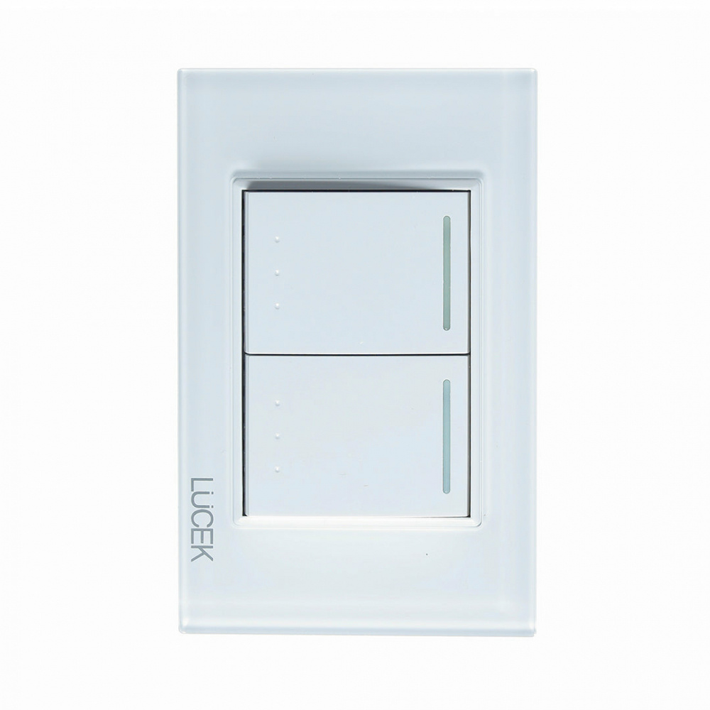 Lucek Placa con Apagador BP09-CBB, 2 Interruptores, 250V, 16A, Blanco