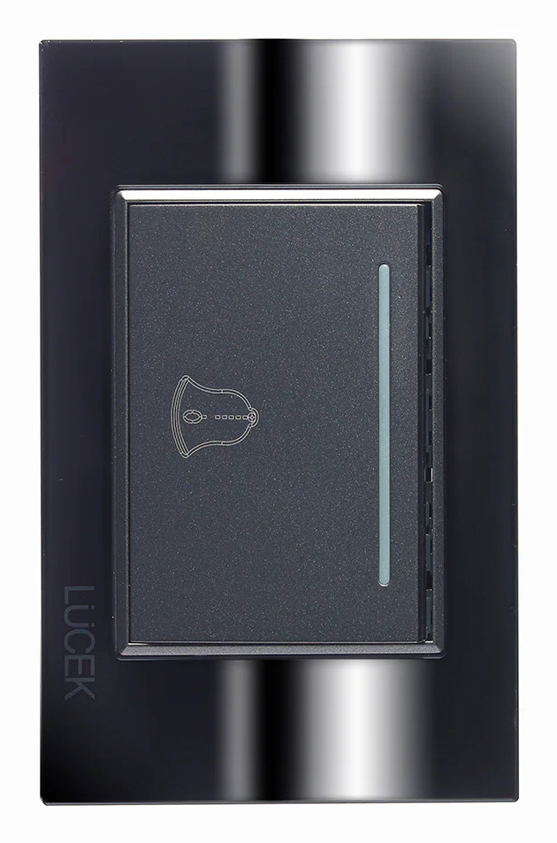 Lucek Placa con Botón de Timbre BP11-CEN, 3 Módulos, Negro