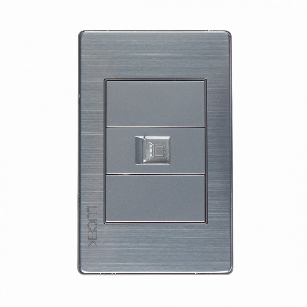 Lucek Placa de Pared RJ-45, 1 Puerto, Plateado