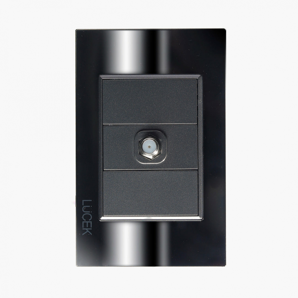 Lucek Placa de Pared BP18-CEN, 1 Puerto Coaxial, Negro Espejo