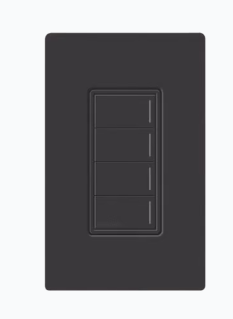 Lutron Interruptor de Luz Inteligente RRSTHN4BMN, 4 Botones, RadioRA3, Negro