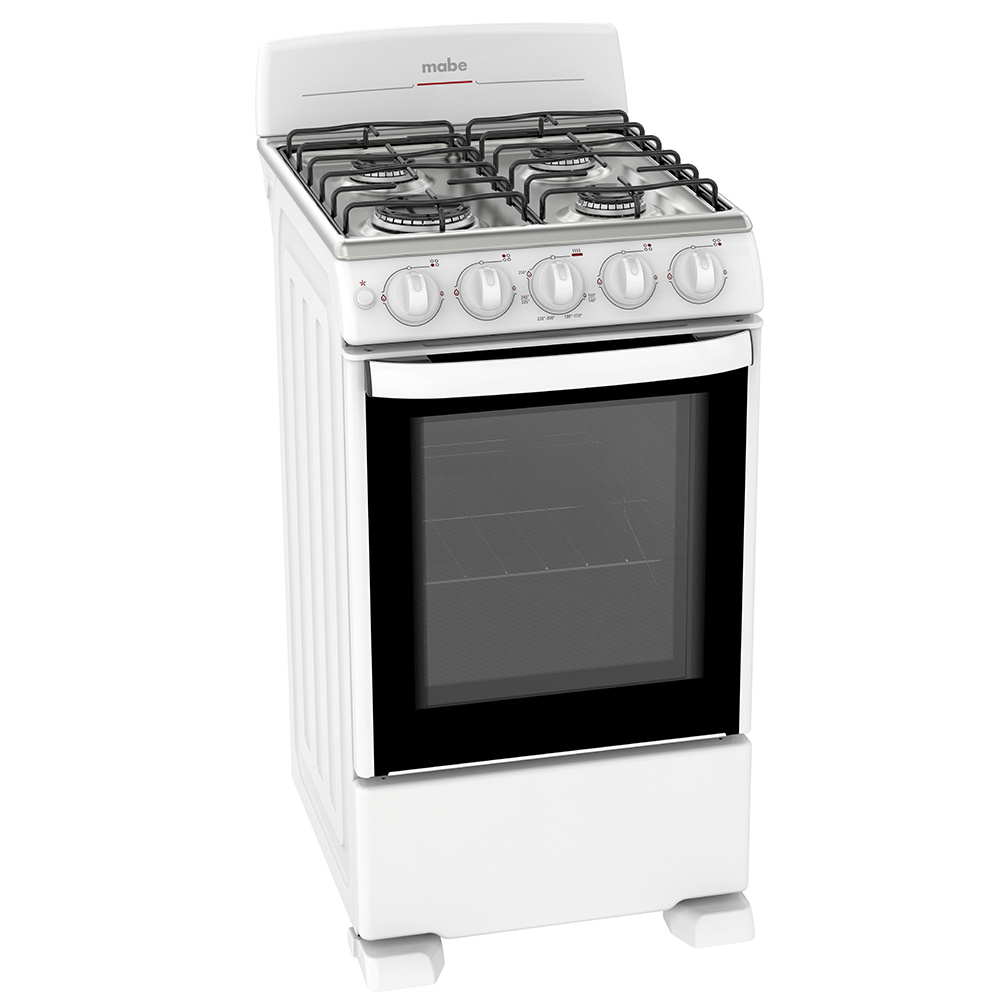 Mabe Estufa y Horno de Gas 19" EM5040BAIB0, 4 Quemadores, Negro/Plata