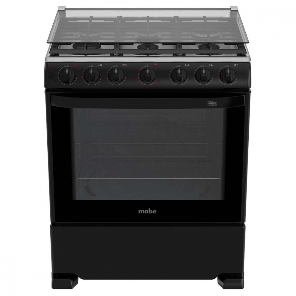 Mabe Estufa y Horno de Gas 30" EM7656CFIN0, 6 Quemadores, Negro