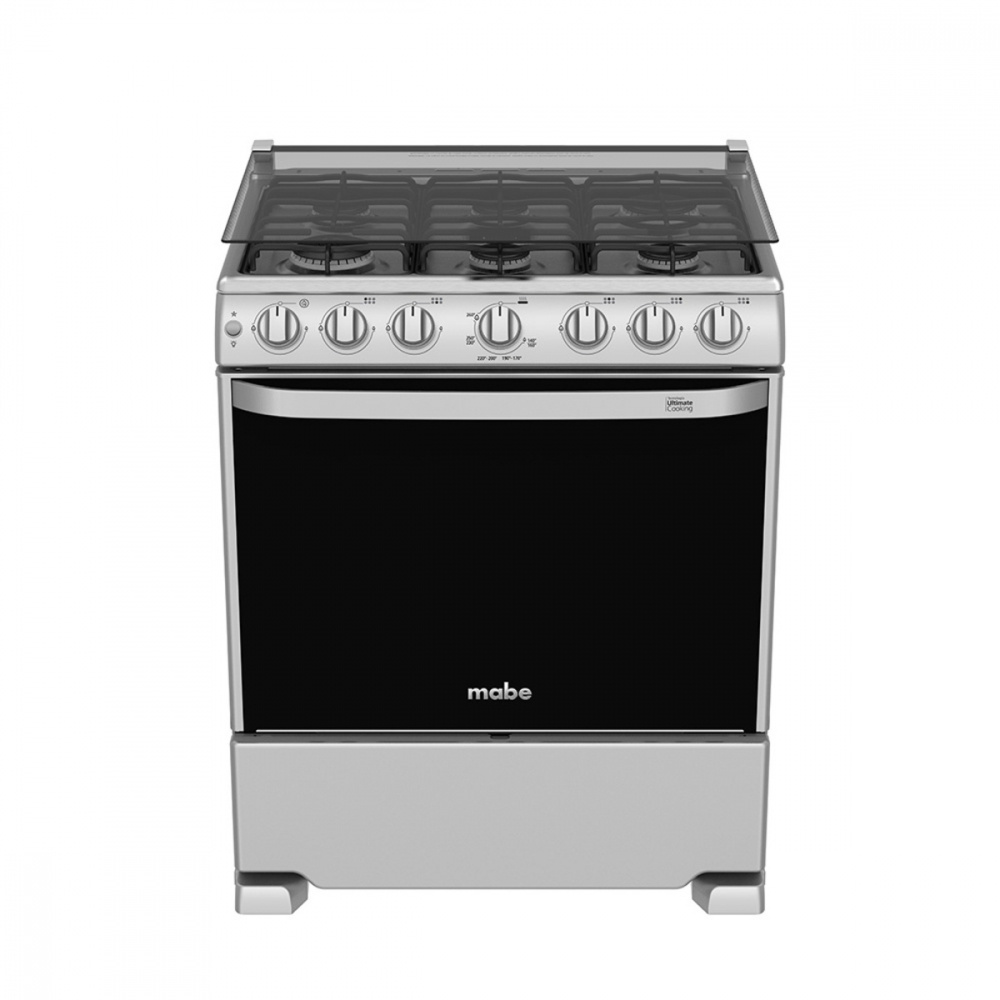 Mabe Estufa y Horno de Gas de 30" EM7657CSIS1, 6 Quemadores, Plata