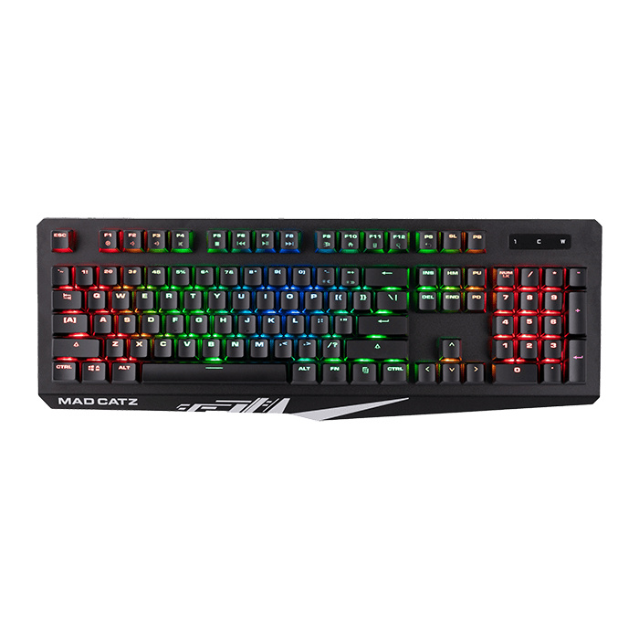 Teclado Gamer Mad Catz S.T.R.I.K.E. 4 LED RGB, Teclado Mecánico, Cherry MX Red, Alámbrico, USB, Negro, Inglés