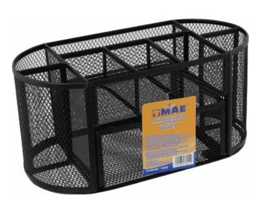 MAE Organizador de Escritorio Malla Metálica ORM-9, 9 Secciones, Negro