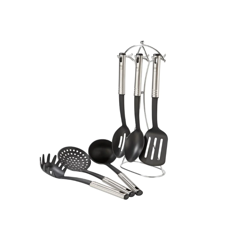 Magefesa Juego de Utensilios MAID, 7 Piezas, Negro/Acero Inoxidable