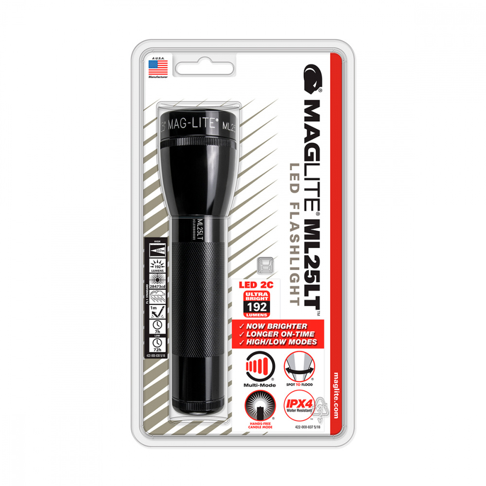 Maglite Linterna LED de Mano ML25LT, 192 Lúmenes, Negro