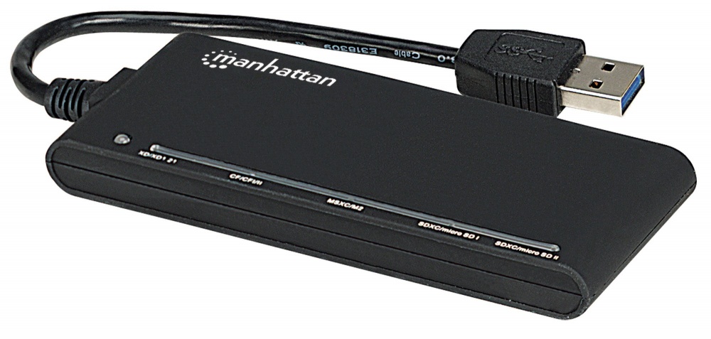 Manhattan Lector de Memoria 101653, 62 en 1, USB 3.0, Negro