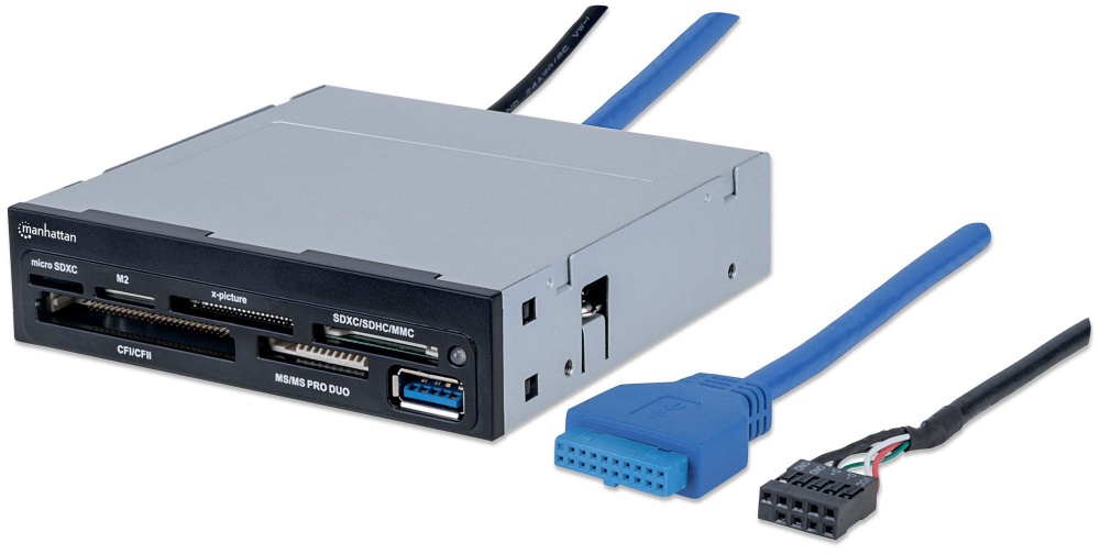 Manhattan Lector Tarjetas MultiCard, Bahia Interna 3.5'', USB 3.0, 48 en 1