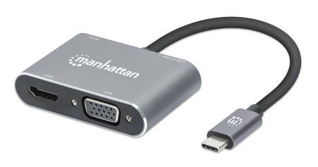 Manhattan Docking Station 130691 USB C, 1x USB, 1x USB C PD, 1x HDMI, 1x VGA, Gris