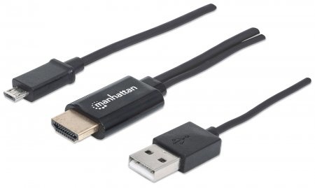 Manhattan Cable Micro USB 5-pin - HDMI, con USB A para Alimentación, Negro