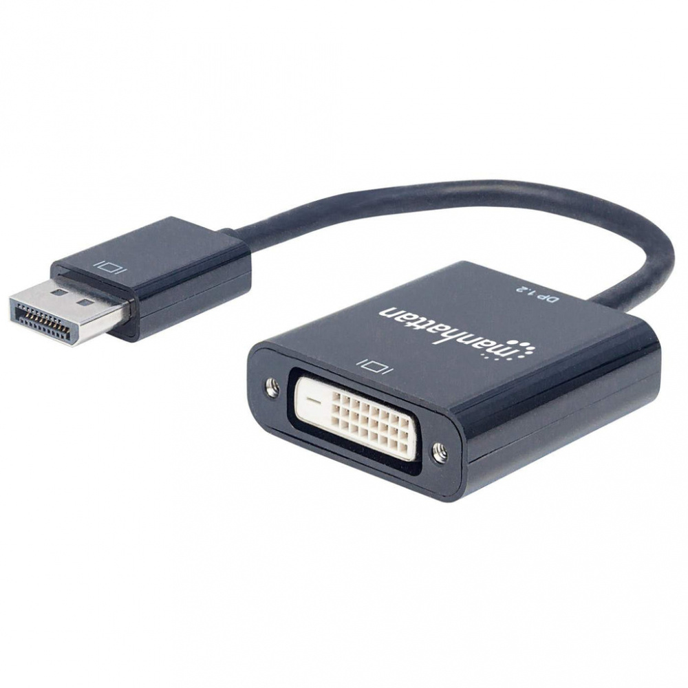 Manhattan Adaptador Displayport 1.2 Macho - DVI-D Hembra, 1.5cm, Negro
