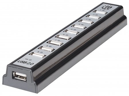 Manhattan Hub de Escritorio Hi-Speed USB 2.0 de 10 Puertos, 480 Mbit/s, con Fuente
