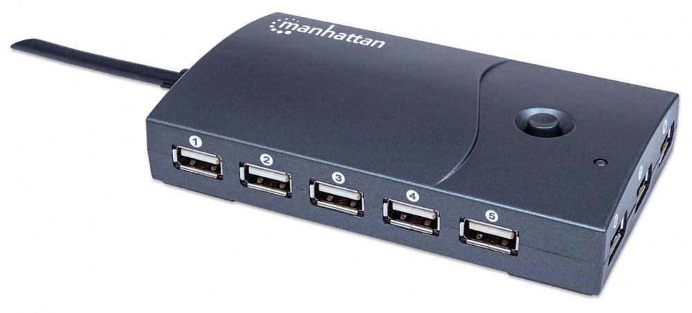 Manhattan 7-Port USB 3.0 Hub Mit USB-C Stecker - 5 Gbit/s, Schwarz, Für Laptop & PC