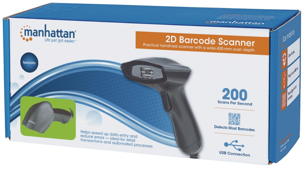 Manhattan 177603 Lector de Código de Barras Láser 2D - no incluye Base